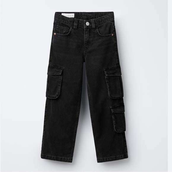 Zara | Girls Faded Black MultiCargo Jean | 10Y - Picture 1 of 8